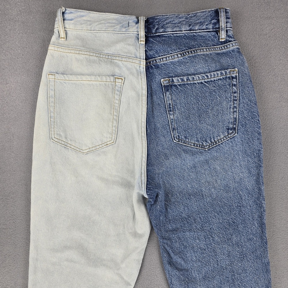Y2k Mom Jeans Hi Rise Two Tone Womens 26 Color Block Patchwork Button Fly‎ vtg - Picture 7 of 16
